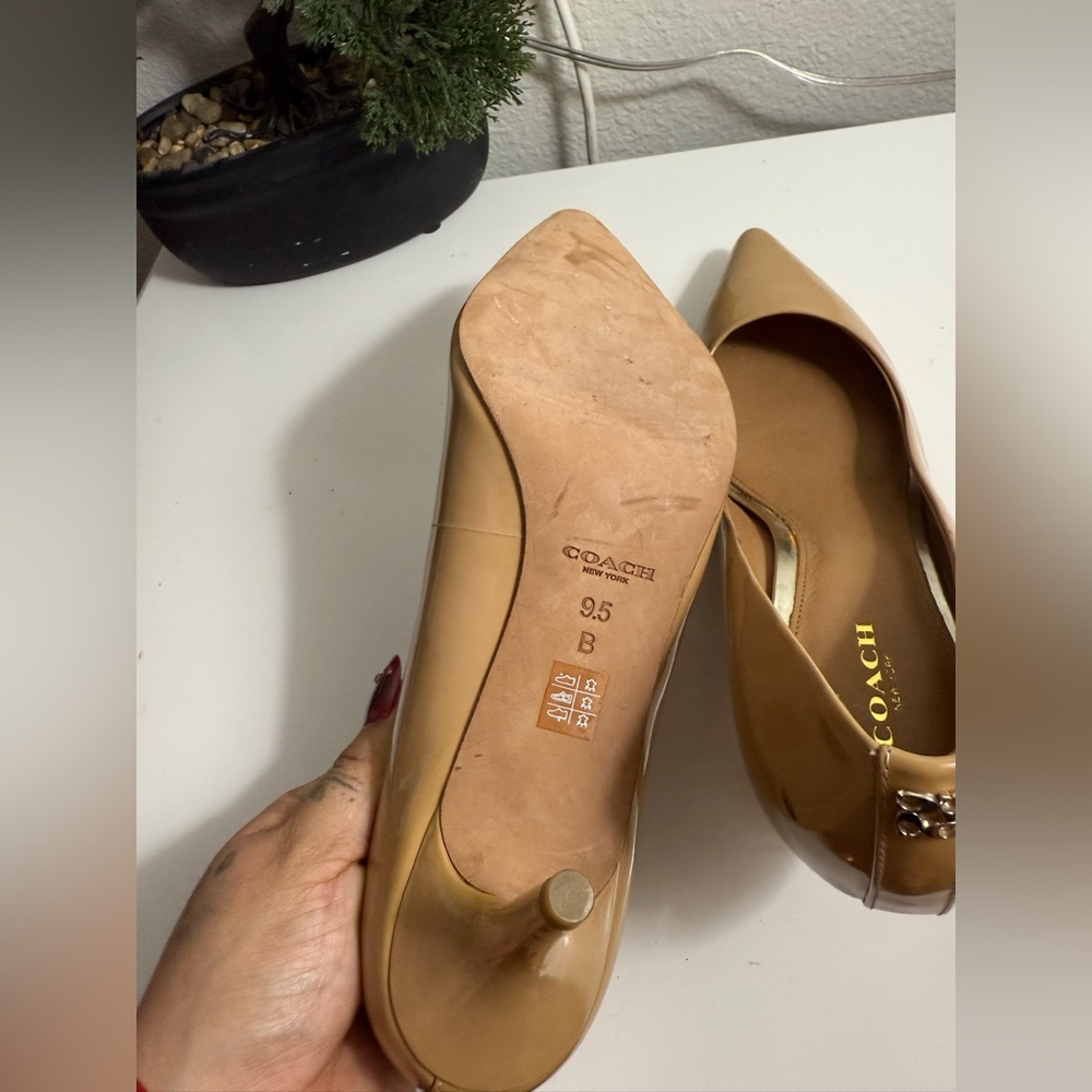 Coach Nude Pointed-Toe Leather Pump - Picture 5 of 7
